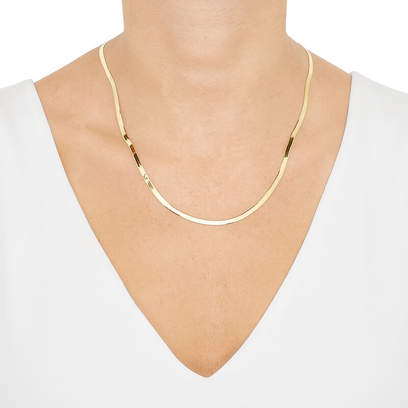 Main Image 4 of Herringbone Chain Necklace 3mm Solid 10K Yellow Gold 20"