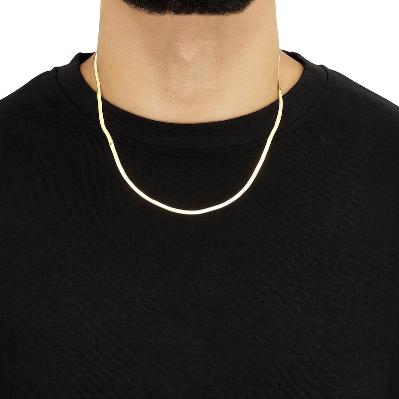 Main Image 5 of Herringbone Chain Necklace 3mm Solid 10K Yellow Gold 20"