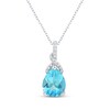 Thumbnail Image 1 of Pear-Shaped Swiss Blue Topaz & White Lab-Created Sapphire Drop Necklace Sterling Silver 18&quot;