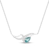 Thumbnail Image 2 of Pear-Shaped Oceanic Blue Topaz & White Lab-Created Sapphire Curved Bar Necklace Sterling Silver 18"