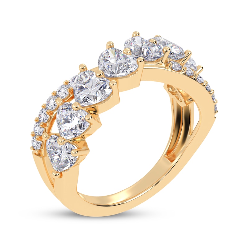 Main Image 2 of KAY Lab-Grown Diamonds Heart-Shaped & Round-Cut Crossover Ring 2 ct tw 14K Yellow Gold