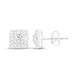 KAY Lab-Grown Diamonds Princess, Baguette & Round-Cut Stud Earrings 1 ct tw 14K White Gold