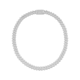 Men's Diamond Spiked Cuban Curb Chain Necklace 2 ct tw Hollow Sterling Silver 20"