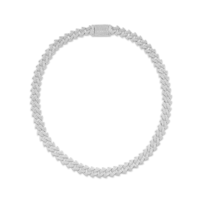 Main Image 1 of Men's Diamond Spiked Cuban Curb Chain Necklace 2 ct tw Hollow Sterling Silver 20"