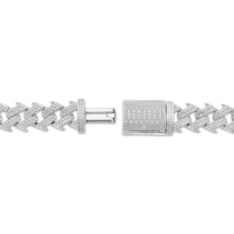 Main Image 3 of Men's Diamond Spiked Cuban Curb Chain Necklace 2 ct tw Hollow Sterling Silver 20"