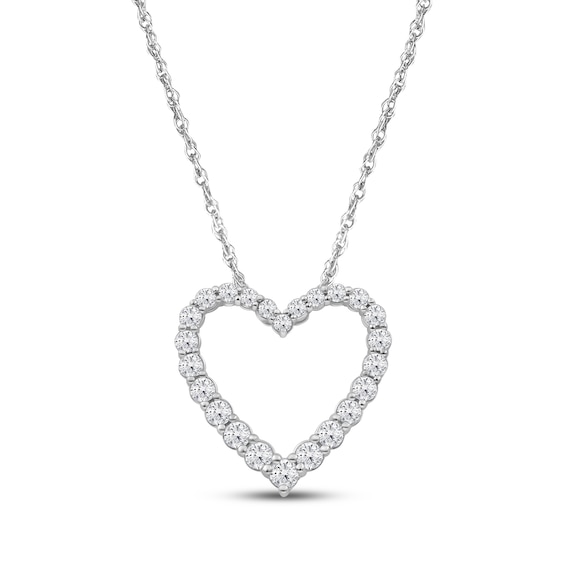 KAY Lab-Grown diamonds Heart Outline Necklace 1 ct tw 14K White Gold 18"
