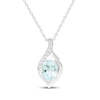Thumbnail Image 1 of Oval-Cut Aquamarine & White Lab-Created Sapphire Necklace Sterling Silver 18"