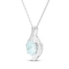 Thumbnail Image 2 of Oval-Cut Aquamarine & White Lab-Created Sapphire Necklace Sterling Silver 18"