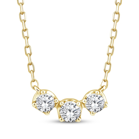 Memories Moments Magic Diamond Three-Stone Necklace 1/3 ct tw 10K Yellow Gold 17.5"