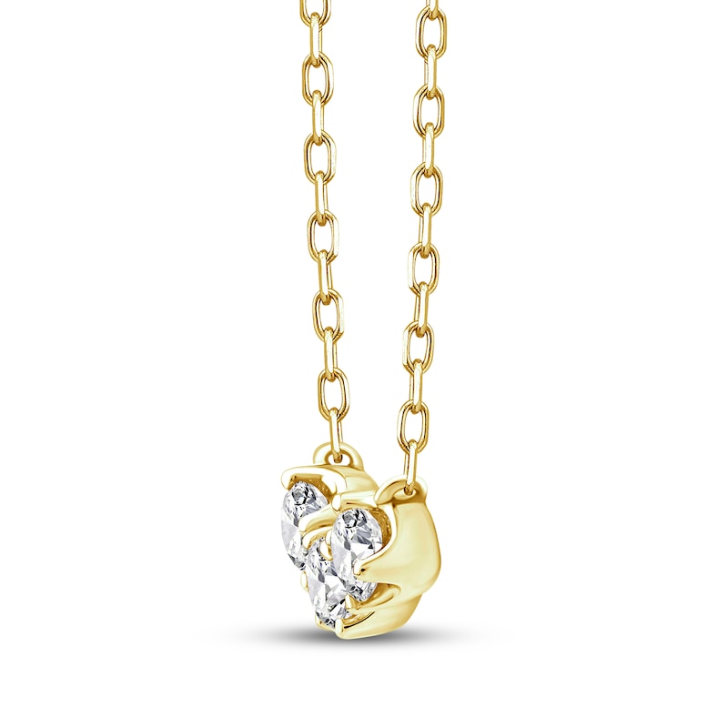 Main Image 2 of Memories Moments Magic Diamond Three-Stone Necklace 1/3 ct tw 10K Yellow Gold 17.5"