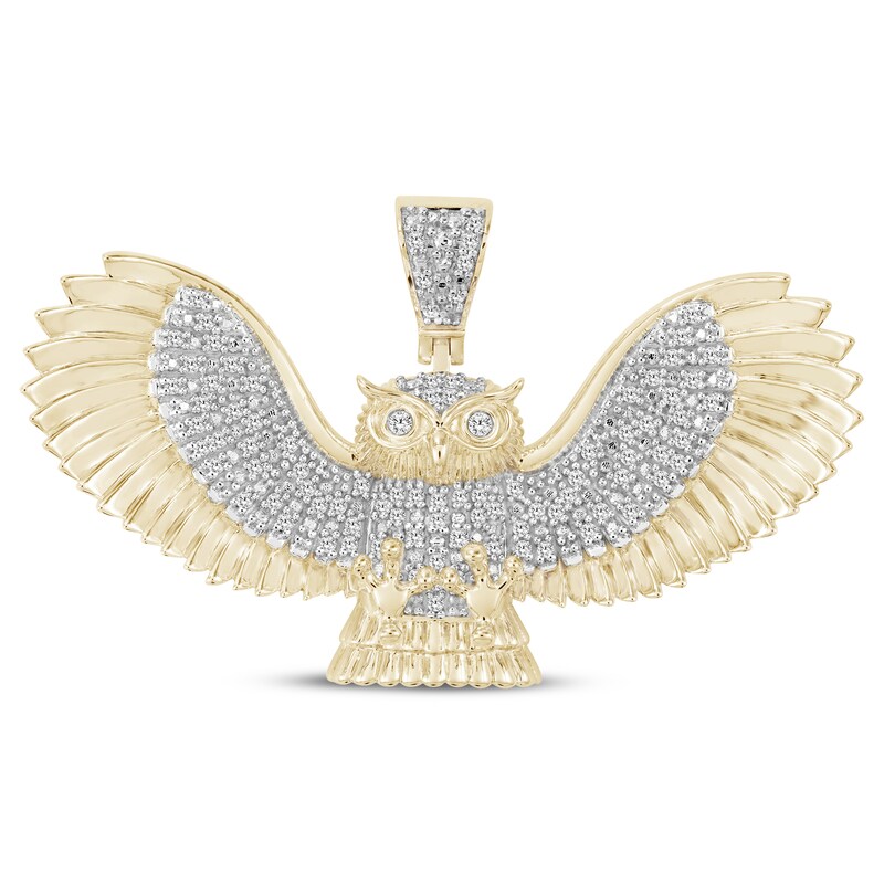 Main Image 1 of Men's Diamond Owl Charm 1/2 ct tw 10K Yellow Gold
