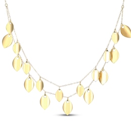 Layered Leaves Necklace 18K Yellow Gold-Plated Sterling Silver 17"
