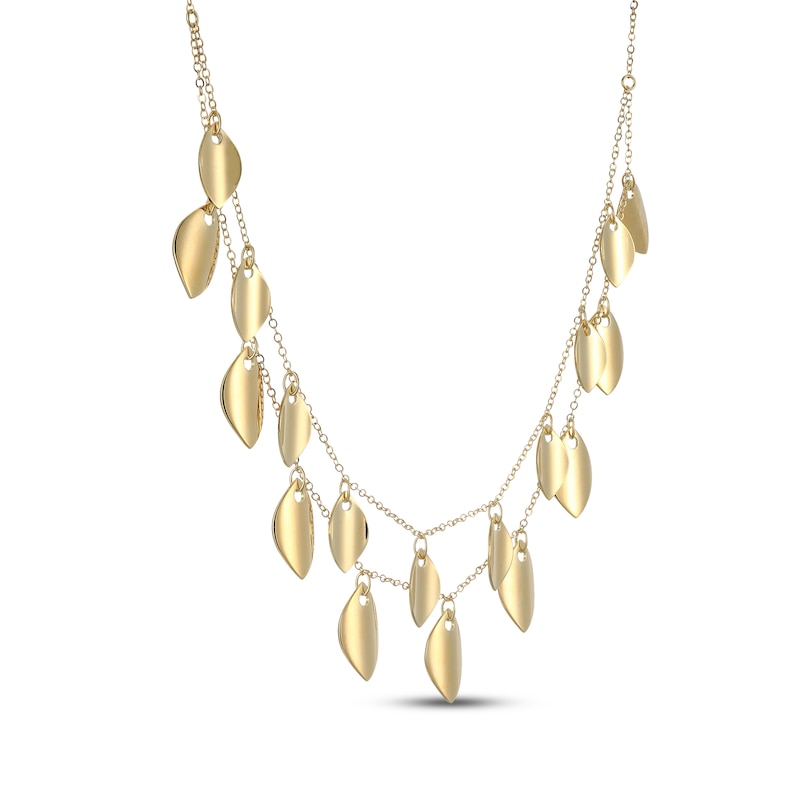 Main Image 2 of Layered Leaves Necklace 18K Yellow Gold-Plated Sterling Silver 17"