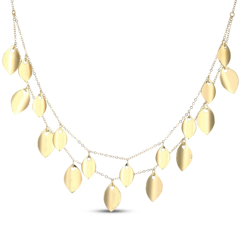 Main Image 3 of Layered Leaves Necklace 18K Yellow Gold-Plated Sterling Silver 17"