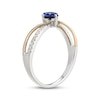 Thumbnail Image 2 of Blue Lab-Created Sapphire & Diamond Bypass Ring 1/10 ct tw Sterling Silver & 10K Yellow Gold