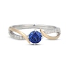 Thumbnail Image 3 of Blue Lab-Created Sapphire & Diamond Bypass Ring 1/10 ct tw Sterling Silver & 10K Yellow Gold