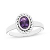 Thumbnail Image 1 of Oval-Cut Amethyst Solitaire Twist Frame Ring Sterling Silver