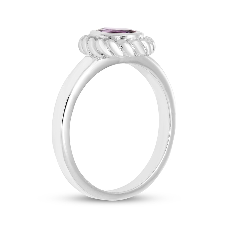 Main Image 2 of Oval-Cut Amethyst Solitaire Twist Frame Ring Sterling Silver
