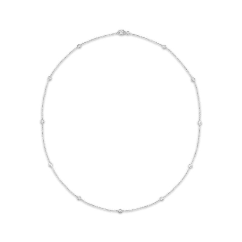 Main Image 1 of KAY Lab-Grown Diamonds Bezel-Set Station Necklace 1/2 ct tw 10K White Gold 18"
