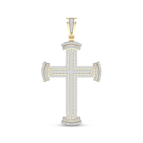 KAY Lab-Grown Diamonds Men's Cross Charm 2 ct tw 10K Yellow Gold
