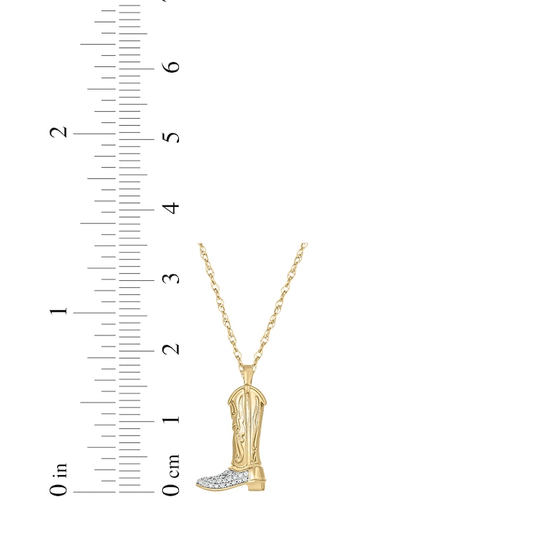 Main Image 3 of Diamond Cowboy Boot Necklace 1/20 ct tw 10K Yellow Gold 18"