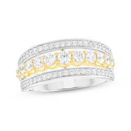 Adore Diamond Three-Row Anniversary Ring 7/8 ct tw 10K Two-Tone Gold