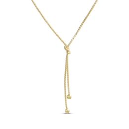 1.2mm Popcorn Chain Knot Lariat Necklace Hollow 14K Yellow Gold 18"