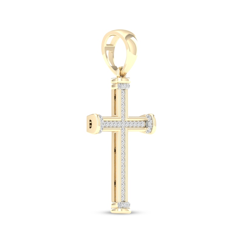 Main Image 2 of KAY Lab-Grown Diamonds Men's Cross Charm 1/3 ct tw 10K Yellow Gold