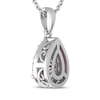 Thumbnail Image 3 of Pear-Shaped Lab-Created Ruby & White Lab-Created Sapphire Halo Necklace Sterling Silver 18"