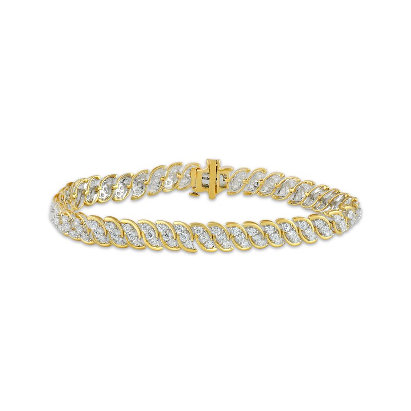 Main Image 1 of Diamond Swirl Link Bracelet 4 ct tw 10K Yellow Gold 7.25"