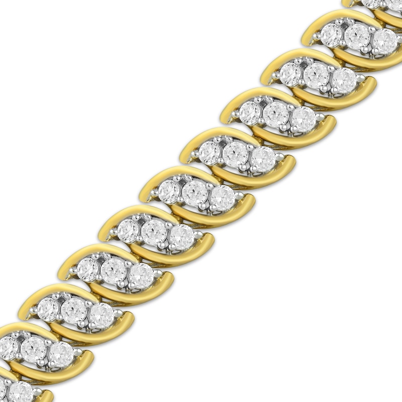Main Image 2 of Diamond Swirl Link Bracelet 4 ct tw 10K Yellow Gold 7.25"