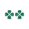 Thumbnail Image 2 of Heart-Shaped Lab-Created Emerald & White Lab-Created Sapphire Clover Earrings Sterling Silver