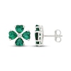 Thumbnail Image 3 of Heart-Shaped Lab-Created Emerald & White Lab-Created Sapphire Clover Earrings Sterling Silver