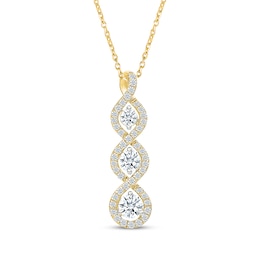 Memories Moments Magic Lab-Grown Diamond Three-Stone Twist Necklace 1 ct tw 10K Yellow Gold 18"