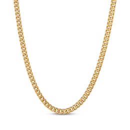 5.25mm Miami Cuban Curb Chain Necklace Hollow 10K Yellow Gold 22"