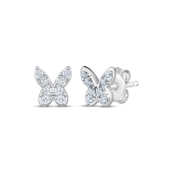 Diamond Butterfly Stud Earrings 1/10 ct tw 10K White Gold