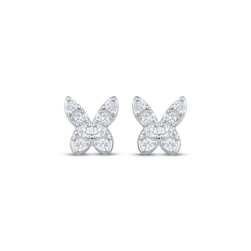 Main Image 2 of Diamond Butterfly Stud Earrings 1/10 ct tw 10K White Gold