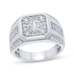 KAY Lab-Grown Diamonds Men's Octagon Frame Ring 2 ct tw Sterling Silver