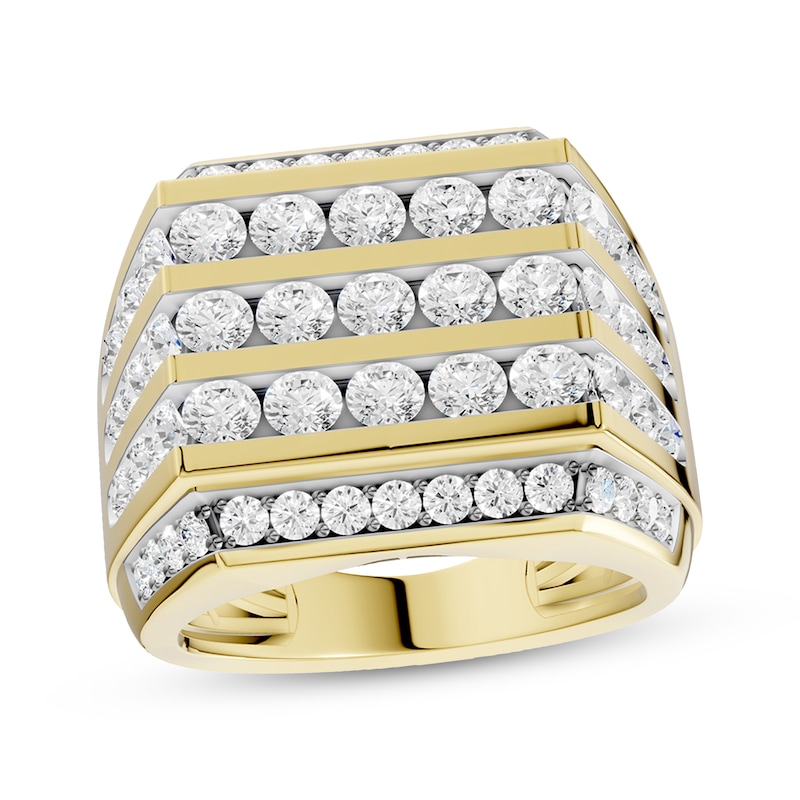 Main Image 1 of KAY Lab-Grown Diamonds Men's Five-Row Angled Ring 3 ct tw 10K Yellow Gold