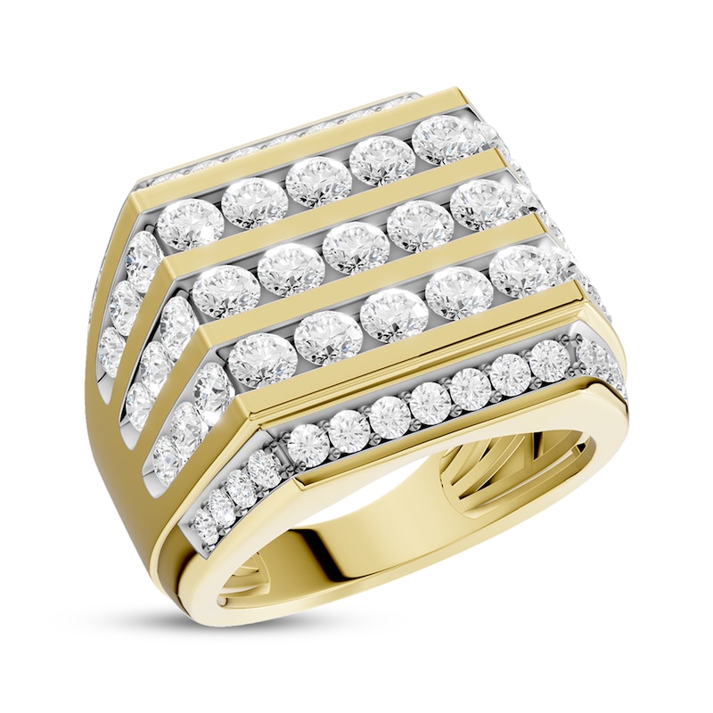 Main Image 2 of KAY Lab-Grown Diamonds Men's Five-Row Angled Ring 3 ct tw 10K Yellow Gold