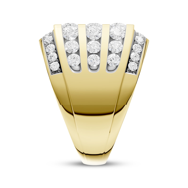 Main Image 3 of KAY Lab-Grown Diamonds Men's Five-Row Angled Ring 3 ct tw 10K Yellow Gold
