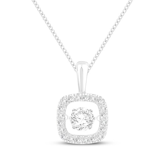 Unstoppable Love Lab-Grown Diamond Cushion Halo Necklace 1 ct tw 10K White Gold 19"