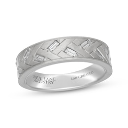 Neil Lane Artistry Men's Baguette-Cut Lab-Grown Diamond Wedding Band 1/2 ct tw 14K White Gold
