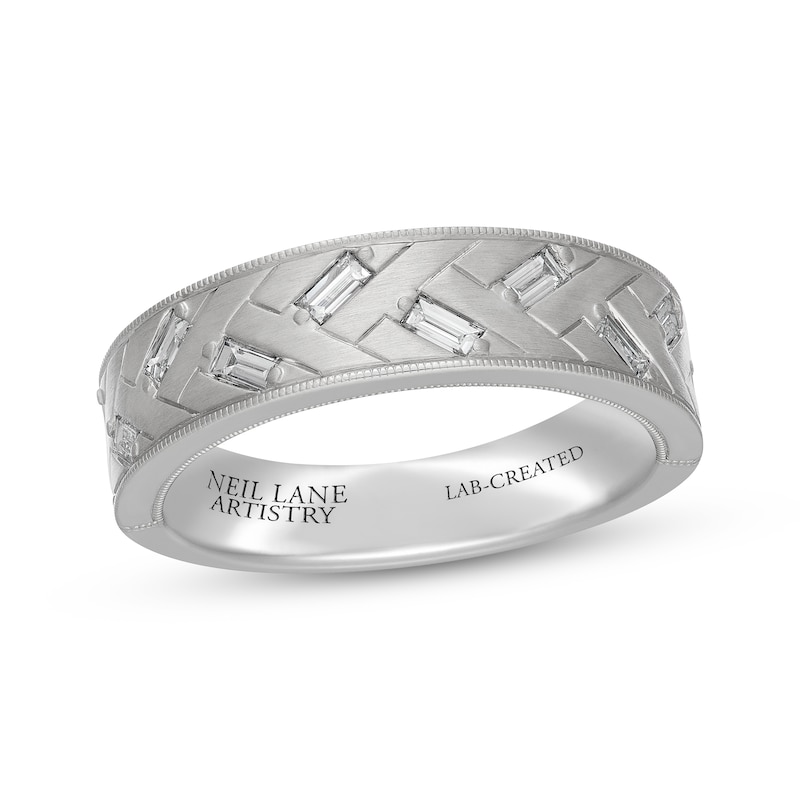 Main Image 1 of Neil Lane Artistry Men's Baguette-Cut Lab-Grown Diamond Wedding Band 1/2 ct tw 14K White Gold