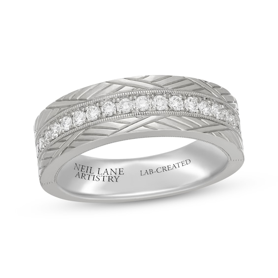 Neil Lane Artistry Heritage Men's Lab-Grown Diamond Pattern Wedding Band 1/2 ct tw Platinum 7mm