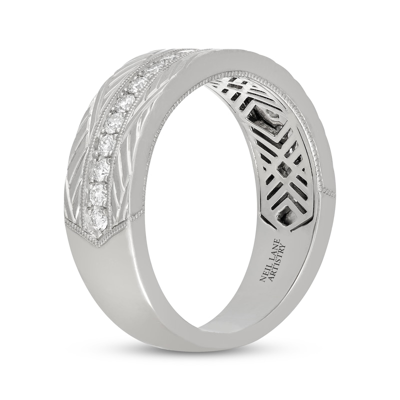 Main Image 2 of Neil Lane Artistry Heritage Men's Lab-Grown Diamond Pattern Wedding Band 1/2 ct tw Platinum 7mm