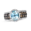 Thumbnail Image 1 of Le Vian Oval-Cut Aquamarine Halo Ring 1-1/5 ct tw Diamonds 14K Vanilla Gold