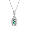 Thumbnail Image 3 of Cushion-Cut Lab-Created Emerald & White Lab-Created Sapphire Necklace Sterling Silver 18"