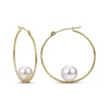 Thumbnail Image 1 of Cultured Pearl Hoop Earrings 10K Yellow Gold