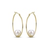 Thumbnail Image 2 of Cultured Pearl Hoop Earrings 10K Yellow Gold